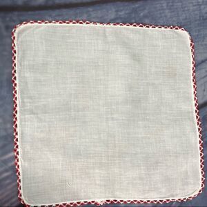 Vintage Hankie  Handkerchief embroidery red and white and Border Dresser Pocke…